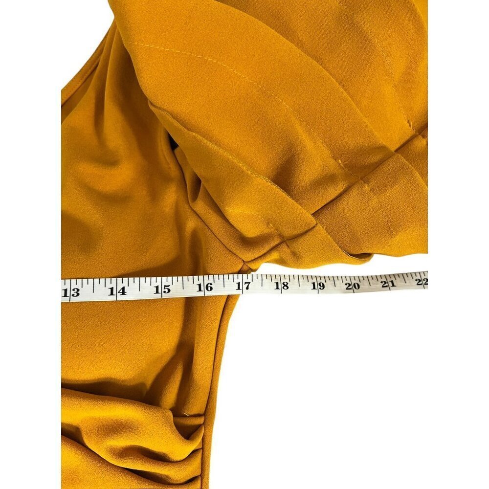 La' tiste Women's Dark Yellow Ruffled Sleeve Long Fitted Dress - Picture 4 of 7